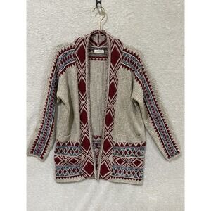 Lucky Brand Medium? Cardigan Sweater Open Front Aztec Bohemian Southwest Western